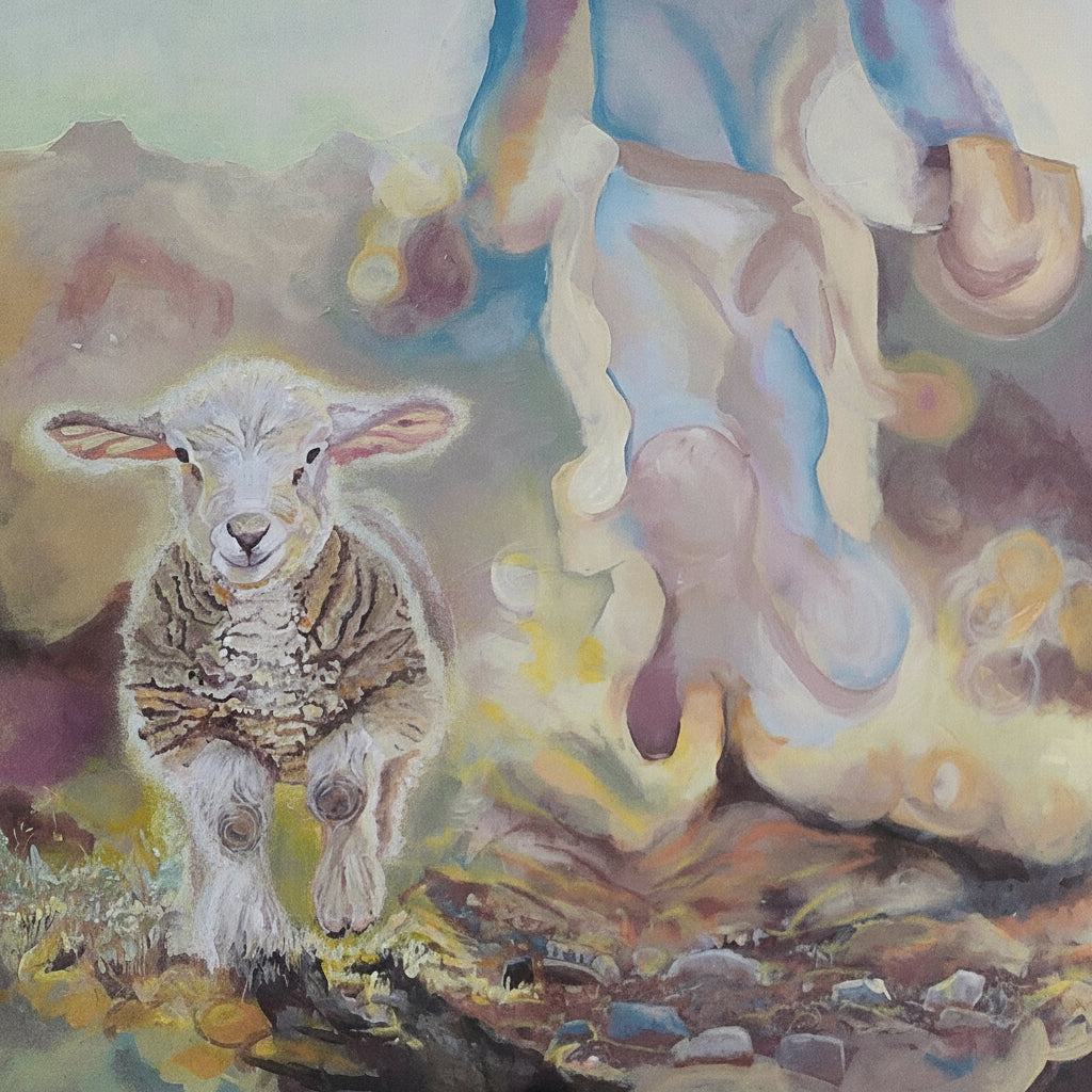 Return the Wanderer - Original acrylic painting depicting the parable of the lost sheep